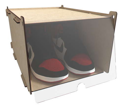 Caja De Zapatos - Madera Mdf Y Acrílico Organizador Apilable