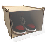 Caja De Zapatos - Madera Mdf Y Acrílico Organizador Apilable