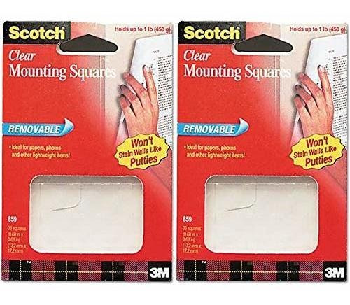 Scotch : Mounting Squares, Precut, Removable,