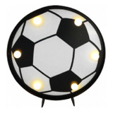 Luminária Led Bola De Futebol 16cm Decoração Festa Time Cor Da Cúpula Luz Branco Quente Cor Da Estrutura Branco Preto