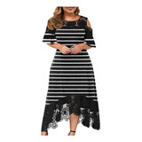 7th Plus Size Women's Dress With Round Neckline Printed And