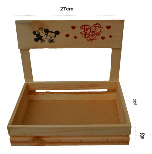 Caja Canasta Madera Con Letrero Amor Desayunos Detalle 27cm