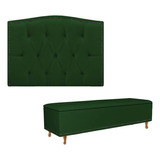 Kit Cabeceira Painel + Recamier Genova Suede Verde