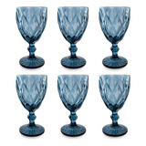 Set X6 Copas De Vidrio Modelo Kattegat 300 Ml Cc Color Azul