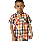 Camisa Bebé Niño Manga Corta, Algodón Cuadros, Casual Formal