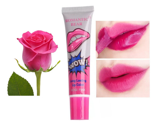 Batom Tatoo Adesivo Lip Tint Gloss Descasca 24h Novidad Rose Cor Rose Pink