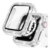 Carcasa Vidrio Protector Diamantes Dobles Apple Watch 44mm 