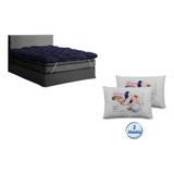 Kit Pillow Top Cama Casal Box Lindas Cores +2 Travesseiros 