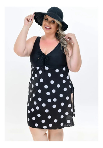 Maiô Vestido Discreto Plus Size Com Lycra Tam 46 Ao 60 