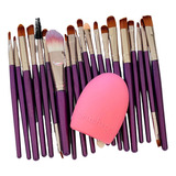Set De Brochas Maquillaje Profesional De Ojos 20 Brochas Color Violeta