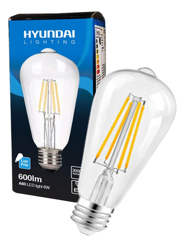 Ampolleta Led Filamento Edison Vintage 6w Hyundai Lighting