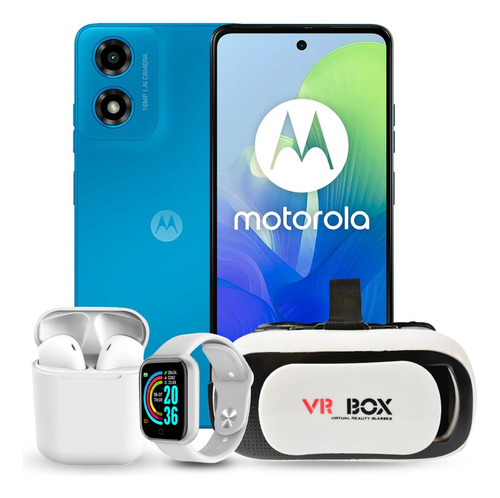 Motorola Moto G04 Dual Sim 64gb 4gb Ram Azul + 3 Regalos (smartwatch, Lentes Vr Box Y Audífonos)