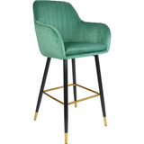 Silla Alta Tapizada Sillon Eames Banco Terciopelo Verde Acabado De La Estructura Laqueado