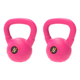 Par De Pesas Rusa Kettlebell Pvc 5kg Funcional Gym Gimnasio Color Rosa