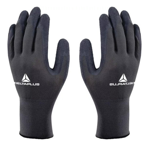 Guantes Delta Plus Poliester Latex Negro Gris Resistente