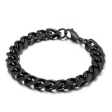 Pulsera Esclava Eslabón Cubano Acero Inoxidable Negro Pr