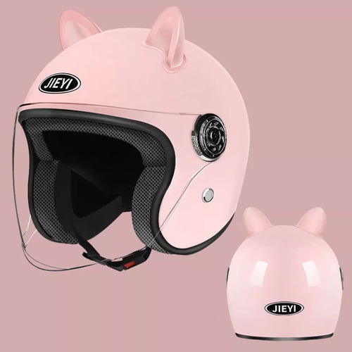 Casco Motocicleta Con Orejas Gato Para Hombres Y Mujeres Q