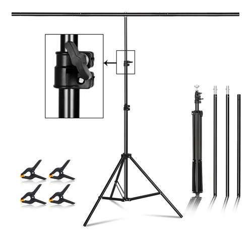 Portafondos Fotográfico Soporte T Fondos Video 2 X 2m Negro