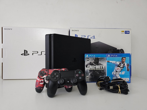 Playstation 4 Slim 1tb + 2 Controles + Cables Y Caja - Leer