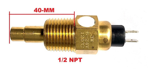 Bulbo Sensor De Temperatura Tipo Vdo 1/2 Npt 2 Terminales