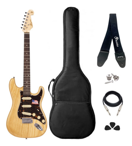 Kit Guitarra Elétrica Stratocaster Sx Swamp Ash Completo