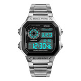 Reloj Deportivo Skmei Para Hombre, Acero Inox. Impermeable