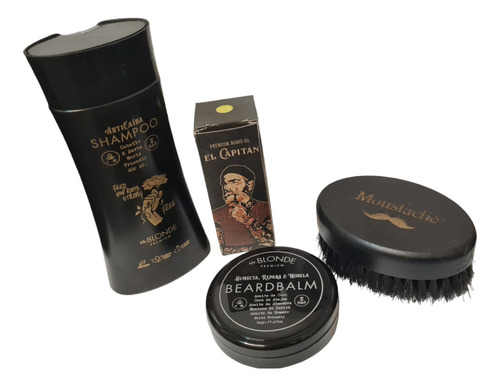 Kit Cuidado Barba Aceite Balsamo Shampoo Cepillo Mr Blonde