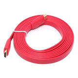 Cable Hdmi Alta Velocidad De 1.8 Metro Sat Plano Color Rojo