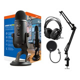 Blue Microphones Paquete De Micrófono Usb Yeti Blackout Con