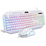 Kit Combo Blanco De Teclado Y Mouse Para Juegos, Teclado Ret