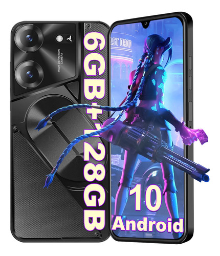 Xgody K50pro Smartphone Dual Sim Android10 6+128gb Ram 6.52 '' Fhd Celular Con Reconocimiento Facial Y Desbloqueo De Huellas Dactilares 4800 Mah Negro