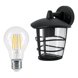 Arbotante Tipo Farol Negro + Lámpara, Volteck 46211, 47291