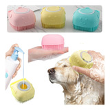 Escova Silicone C Dispenser Banho Shampoo Pet Lava Pelos