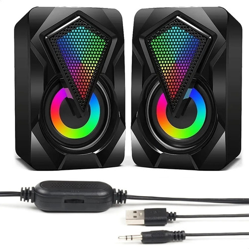 Bocina Pc Gamer Led Rgb Portátil Subwoofer Altavoces Luces