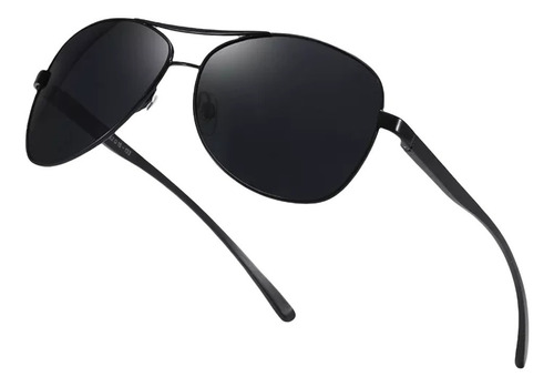 Gafas De Sol Polarizadas Tipo Piloto Negra + Estuche