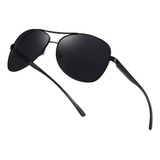 Gafas De Sol Polarizadas Tipo Piloto Negra + Estuche