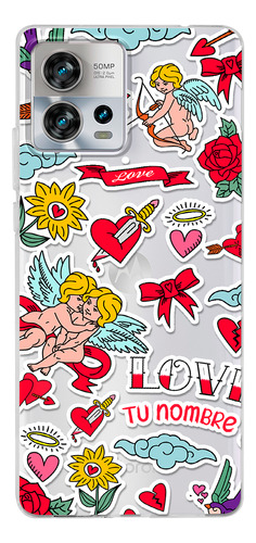 Funda Para Motorola San Valentín Sticker Tatto Con Tu Nombre