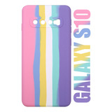 Case Capinha Aveludada Para Galaxy S10 G973f Arco Iris Candy