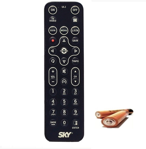 Controle Remoto Sky Ul1 Hdtv+pilhas Aaa Novo