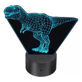 Lámpara Led 3d Hd T-rex Dinosaurio 7 Colors Tiranosaurio