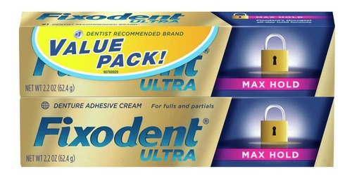 Fixodent Ultra Max Hold Adhesivo Dental, 62.4 Grs 2-pack!