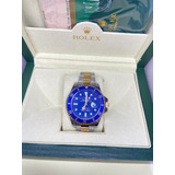 Relogio Masculino Rolex Submariner Misto Com Azul Com Caixa