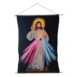 Tapiz Tejido Crochet Cristo Misericordioso Super Grande