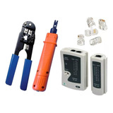 Kit Alicate Rj45 + Punch Down + 20 Conector + Testador Cabo