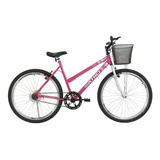 Bicicleta Aro 26 Feminina Athor Model Com Cesta Cor Rosa