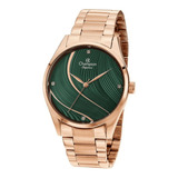 Relógio Champion Feminino Rosê Strass Verde Cn24655g
