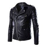 Chaqueta Biker Slim Fit De Hombre Con Cremallera Diagonal