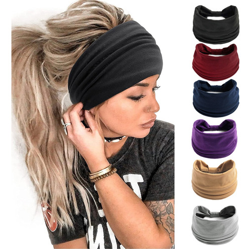 6pcs Bandas Para Cabello Cabeza Diademas Deportiva Elásticas