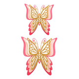 2 Calcomanías Adhesivas De Mariposa 3d Para Navidad, Rosado