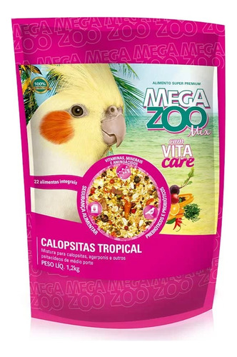 Ração Megazoo Mix Calopsitas Tropical  1,2kg Alimento